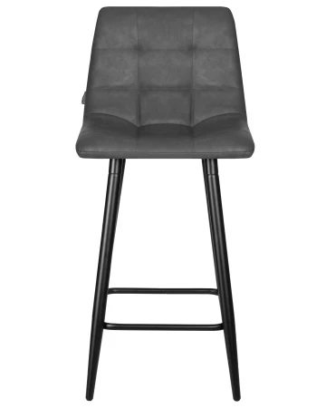 Купить Набор 2 шт Стул полубарный DOBRIN OLIVIA, черные матовые ножки, серая антрацитовая винтажная экокожа (RU-08) в интернет-магазине КупиКресла.ру