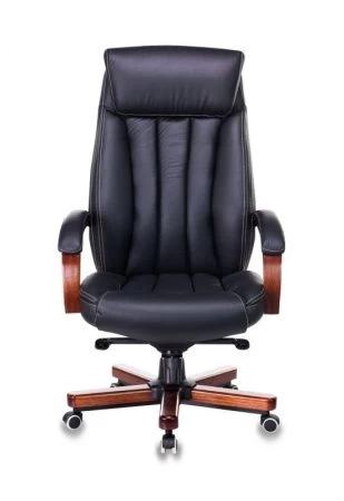 Кресла руководителя - Кресло руководителя Бюрократ T-9922WALNUT черный кожа крестовина металл/дерево