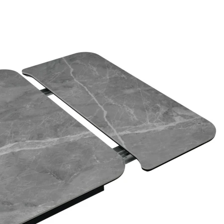 Купить Стол Arthur раскладной 120-184x80x75см, керамогранит серый мрамор Greys Grey, чёрный по низкой цене