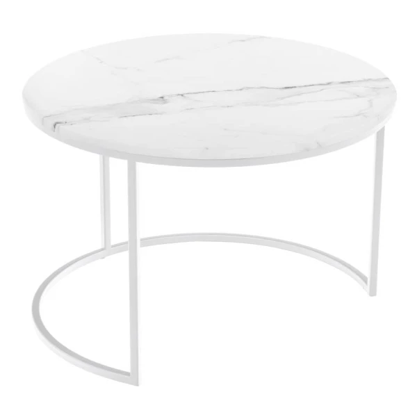 Купить Набор кофейных столиков Tango белый мрамор с белыми ножками, 2шт по низкой цене
