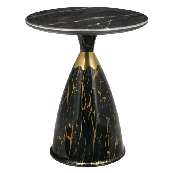 Купить Кофейный столик Secret диам.40см x 54см, чёрный мрамор, металл, керамика по низкой цене