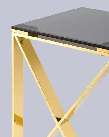 Купить Журнальный стол 40*40 КРОСС золото стекло smoke по низкой цене