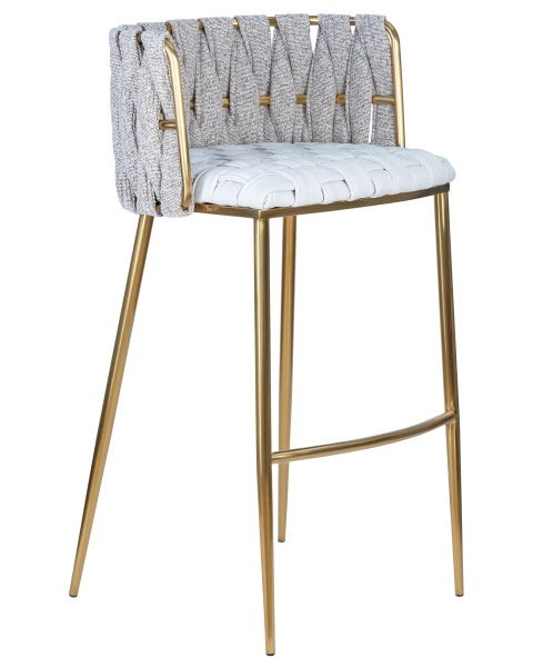 Купить Набор 4 шт Стул барный DOBRIN EMMA GOLD, белый PU (T-01), белая ткань (F-49) по низкой цене