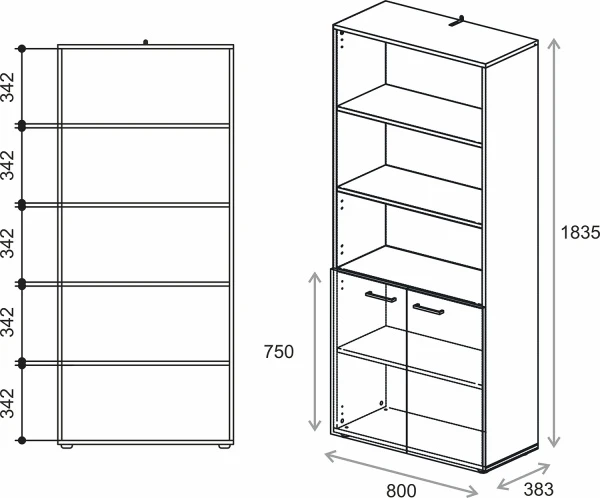 Купить Шкаф полузакрытый Everprof EVO (ЭВО) 800х383x1835 Белый/Дуб Соната по низкой цене