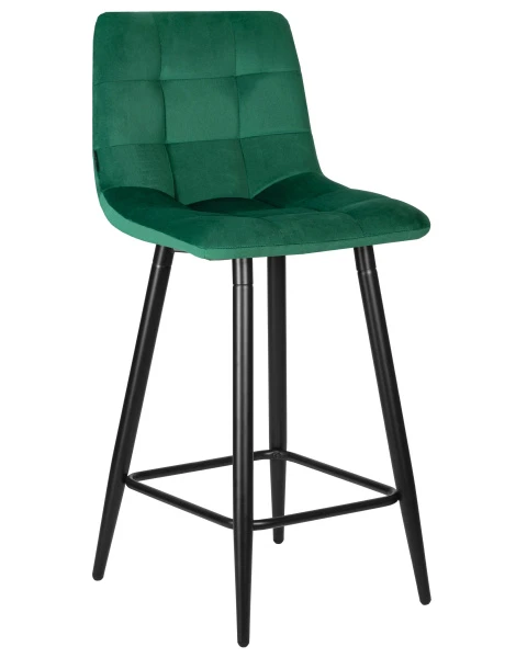 Купить Набор 2 шт Стул полубарный DOBRIN OLIVIA, черные матовые ножки, зелёный велюр (108-64) по низкой цене