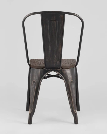 Купить Стул TOLIX WOOD черный патина золото по низкой цене