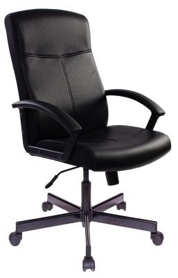 Кресло руководителя Бюрократ DOMINUS черный эко.кожа крестов. металл