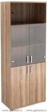 Стеллаж НТ-580 с дверьми ЛДСП НТ-600.2 и стеклянными НТ-601.2стл