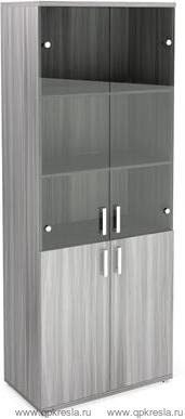 Стеллаж НТ-580 с дверьми ЛДСП НТ-600.2 и стеклянными НТ-601.2стл