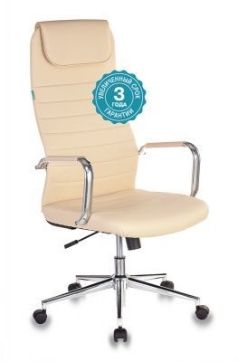 Кресло руководителя Бюрократ KB-9N/ECO бежевый эко.кожа с подголов. крестовина металл хром