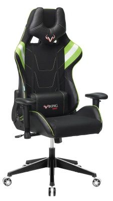 Кресло игровое Zombie VIKING 4 AERO черный/салатовый текстиль/эко.кожа с подголов. крестов. пластик