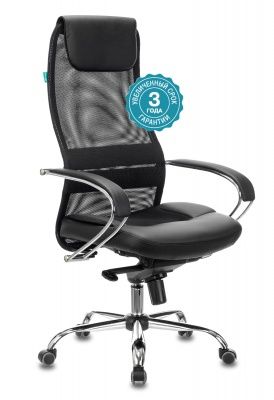 Кресло руководителя Бюрократ CH-609SL черный TW-01 TW-11 эко.кожа/сетка с подголов. крестовина металл хром