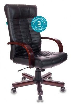 Кресло руководителя Бюрократ KB-10WALNUT черный эко.кожа крестовина металл/дерево