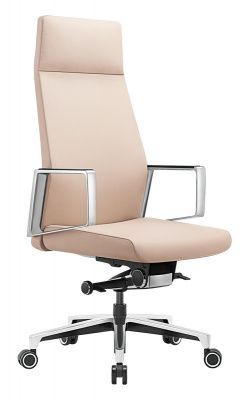 Кресло руководителя Бюрократ _JONS бежевый кожа крестовина алюминий