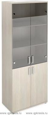 Стеллаж НТ-580 с дверьми ЛДСП НТ-600.2 и стеклянными НТ-601.2стл