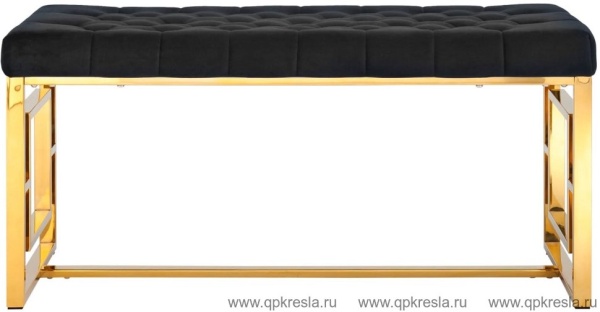 Банкетка-скамейка БРУКЛИН золото велюр черный