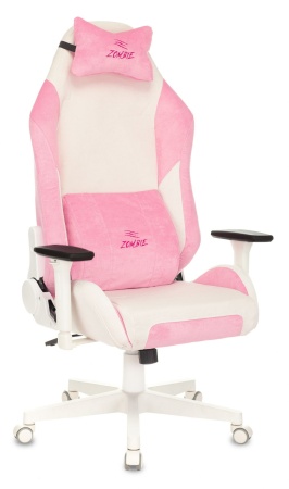 Кресло игровое Zombie EPIC PRO Fabric белый/розовый с подголов. крестов. пластик пластик белый