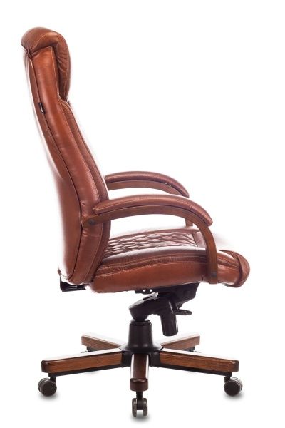 Кресло руководителя Бюрократ T-9924WALNUT светло-коричневый Leather Eichel кожа крестовина металл/дерево | Купить в КупиКресла.ру