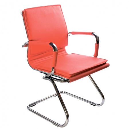 Кресло Бюрократ Ch-993-Low-V красный эко.кожа низк.спин. полозья металл хром
