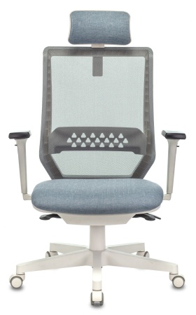 Купить Кресло руководителя Бюрократ EXPERT серый сиденье голубой 38-405 сетка/ткань с подголов. крестовина пластик пластик белый по низкой цене