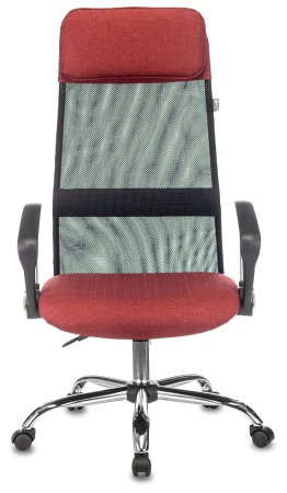 Купить Кресло руководителя Бюрократ KB-6N черный TW-01 сиденье красный 38-410 сетка/ткань с подголов. крестовина металл хром по низкой цене