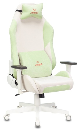Кресло игровое Zombie EPIC PRO Fabric белый/зеленый с подголов. крестов. пластик пластик белый