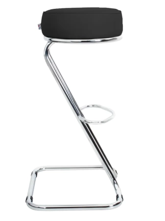 Барный стул Zeta Chrome (Зета) хром  V - Искусственная кожа  Черный