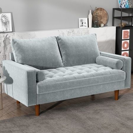 Купить Диван Scott двухместный серо-голубой по низкой цене