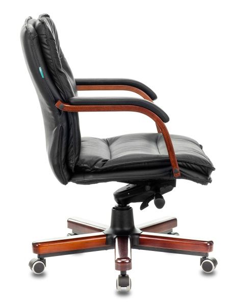 Кресло руководителя Бюрократ T-9927WALNUT-LOW черный кожа низк.спин. крестовина металл/дерево | Купить в КупиКресла.ру