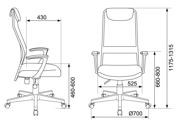 Кресло руководителя Бюрократ KB-8 темно-серый TW-04 TW-12 сетка/ткань с подголов. крестовина пластик