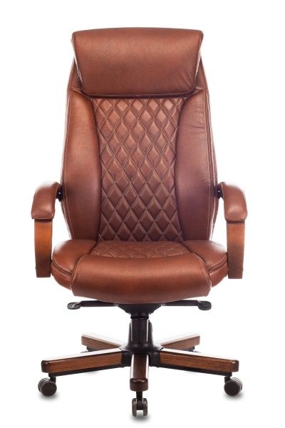 Кресло руководителя Бюрократ T-9924WALNUT светло-коричневый Leather Eichel кожа крестовина металл/дерево | Купить в КупиКресла.ру