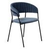 Стул Turin синий вельвет с чёрными ножками