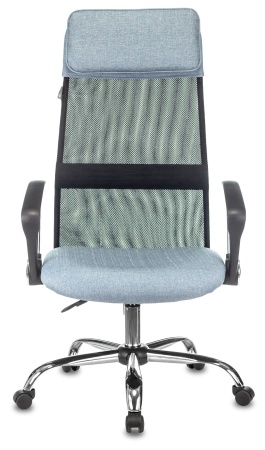 Купить Кресло руководителя Бюрократ KB-6N черный TW-01 сиденье голубой 38-405 сетка/ткань с подголов. крестовина металл хром по низкой цене