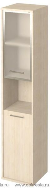 Шкаф высокий узкий правый (1 низкая дверь ЛДСП, 1 низкая дверь стекло в раме) KSU-1.4R(R)