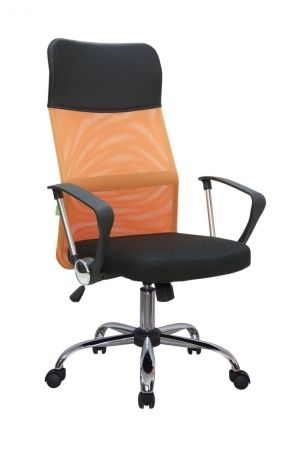 Кресло 8074 (подголовник - экокожа) (Ткань-сетка Оранжевый)