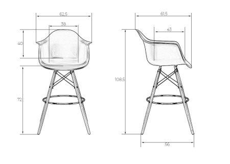 Стул барный DAW BAR (ножки светлый бук, цвет серый)