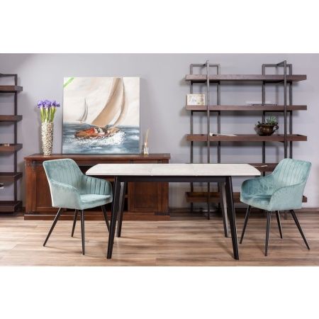 Купить Стол Oslo раскладной 120-160x80x76см, Бетон лайт, чёрный по низкой цене Купить Стол Oslo раскладной 120-160x80x76см, Бетон лайт, чёрный по низкой цене