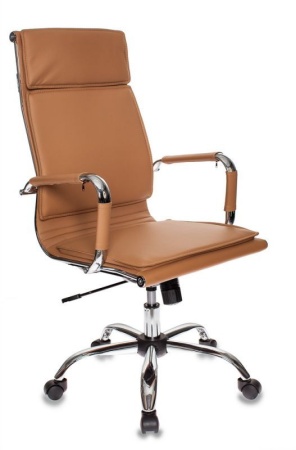 Кресло руководителя Бюрократ Ch-993 светло-коричневый эко.кожа крестовина металл хром