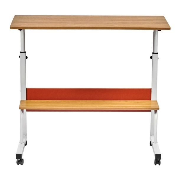 Купить Стол многофункциональный Isola 80x40x66-90 см, с полкой, светлое дерево, белый по низкой цене