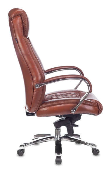 Кресло руководителя Бюрократ T-9924SL светло-коричневый Leather Eichel кожа крестовина металл хром | Купить в КупиКресла.ру