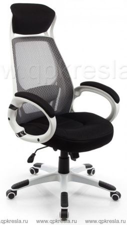 Кресло руководителя 109BL белый пластик/черная сетка