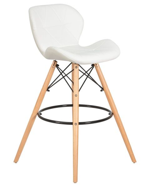 Стул барный BUTTERFLY BAR (ножки светлый бук, цвет белый) для кафе, ресторанов и кухни