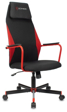 Кресло игровое Zombie ONE черный/красный сиденье черный с подголов. крестов. металл