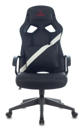 Кресла для геймеров - Кресло игровое Zombie DRIVER черный/белый искусственная кожа с подголов. крестовина пластик