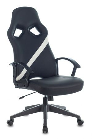 Кресла для геймеров - Кресло игровое Zombie DRIVER черный/белый искусственная кожа с подголов. крестовина пластик