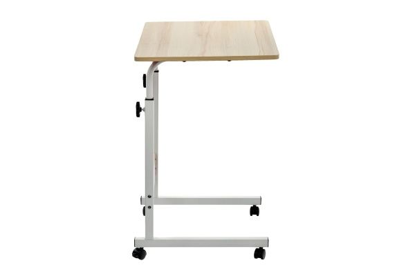 Купить Стол многофункциональный на колесах, 60x40 см, «РОЛЛ», 2 ножки, регул.высота, мдф, металл, св. дерево, белый по низкой цене