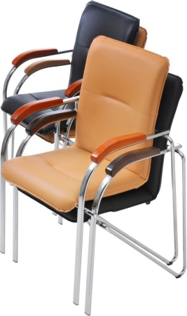 Офисный стул Самба хром черный/орех Офисный стул Самба хром черный/орех