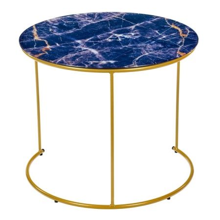 Купить Набор кофейных столиков Tango темно-синий с ножками матовое золото, 2шт по низкой цене