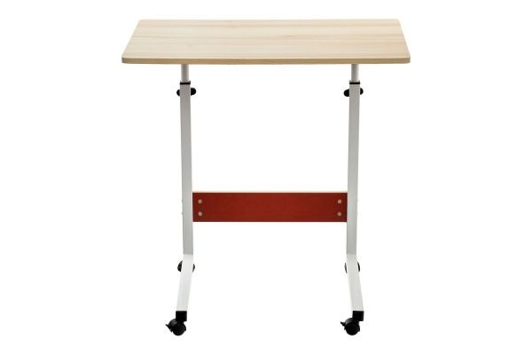 Купить Стол многофункциональный на колесах, 60x40 см, «РОЛЛ», 2 ножки, регул.высота, мдф, металл, св. дерево, белый по низкой цене