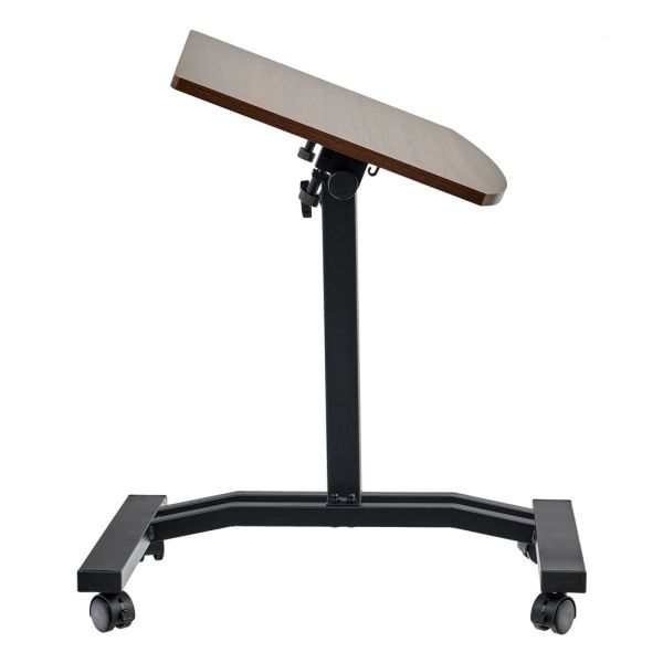 Купить Стол многофункциональный на колёсах, 48x40 см, «РОЛЕТ», 1 ножка, регул.высота, мдф, металл, тёмн. дерево, чёрный по низкой цене